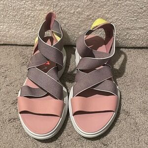 Sorel Ella Sport Sandals Pink Leather Strappy Platform Women's Size 10